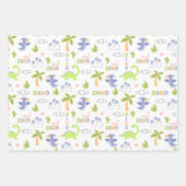 Personalisierte Dinosaurier Weiße und Grüne Kinder Geschenkpapier Set (Vorderseite)