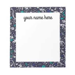 Personalisierte Dinosaurierskelette Notepad Notizblock