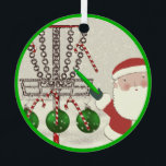 Personalisierte Disk Golf Gift Metal Ornament<br><div class="desc">Das Ornament des Weihnachtsbades mit dem Cartoon des Weihnachtsmannes. Bearbeiten Sie Text,  um den Namen des Golfers hinzuzufügen.</div>