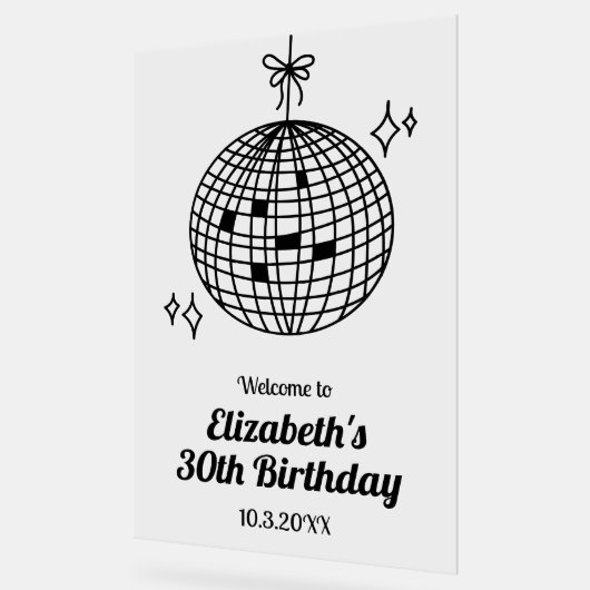 Personalisierte Diskothek Ball Geburtstag Begrüßun Acrylschild (Winkel)