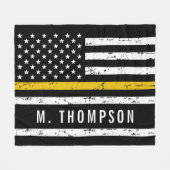Personalisierte Dispatcher-Flag-Goldlinie Fleecedecke (Vorderseite (Horizontal))