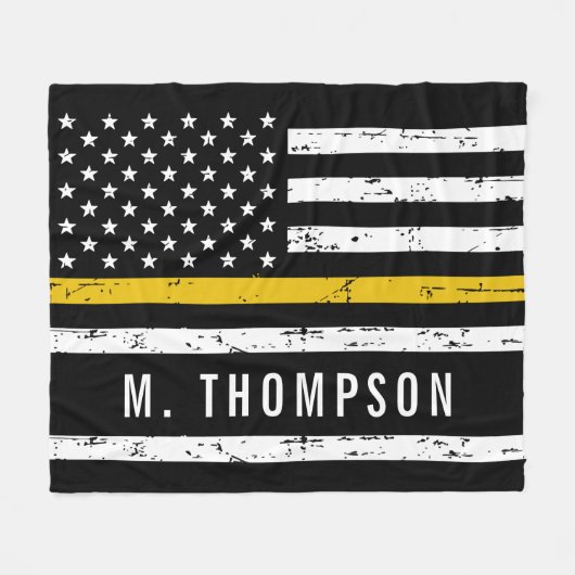 Personalisierte Dispatcher-Flag-Goldlinie Fleecedecke (Vorderseite (Horizontal))