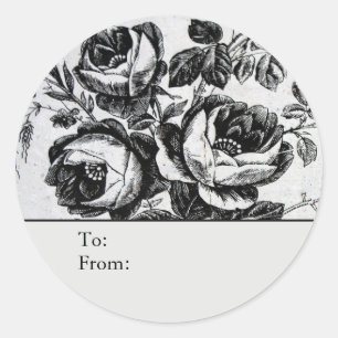 Personalisierte distressed Schwarz-Weiß-Rosen An u Runder Aufkleber