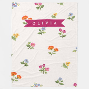 Personalisierte Ditsy Blumen Cottagecore Wildblume Fleecedecke