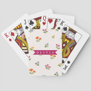 Personalisierte Ditsy Blumen Cottagecore Wildblume Spielkarten