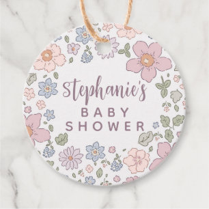 Personalisierte Ditsy Floral Baby Shower Geschenkm Geschenkanhänger