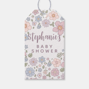 Personalisierte Ditsy Floral Baby Shower Geschenkm Geschenkanhänger