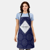 Personalisierte Ditsy Winter Snow Angels Snowmen T Schürze (Getragen)