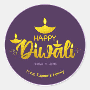 Personalisierte Diwali-Aufkleber für Geschenke Pac Runder Aufkleber
