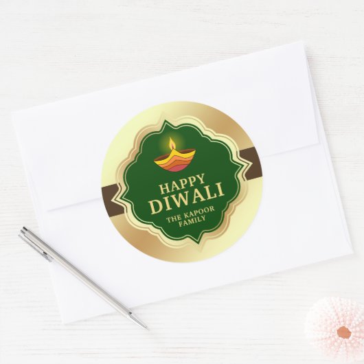 Personalisierte Diwali-Aufkleber Runder Aufkleber (Umschlag)