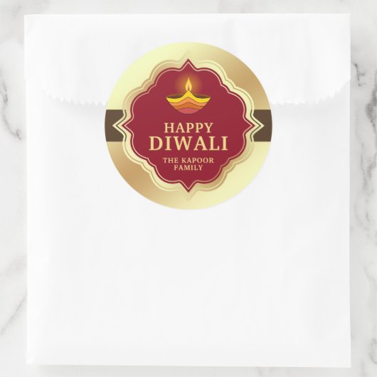 Personalisierte Diwali-Aufkleber Runder Aufkleber (Tasche)