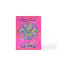 Personalisierte Diwali Pink Mandala Karte