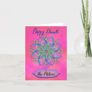 Personalisierte Diwali Pink Mandala Karte