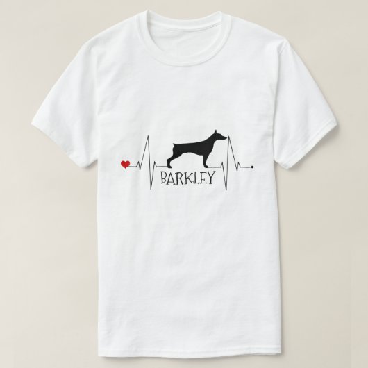 Personalisierte Doberman Liebe Mein Hund Herzschla T-Shirt (Design vorne)