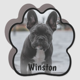 Personalisierte Dog Paw Print Foto Schwarze Grenze Auto Magnet
