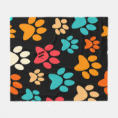 Personalisierte Dog Paw Print Monogram Dog Lover Fleecedecke (Vorderseite (Horizontal))