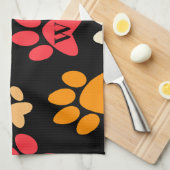 Personalisierte Dog Paw Print Monogram Dog Lover Geschirrtuch (Viertel Falte)