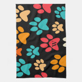 Personalisierte Dog Paw Print Monogram Dog Lover Geschirrtuch (Vertikal)