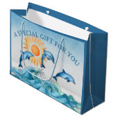 Personalisierte Dolphin Große Geschenktasche Geschenktüte (Vorderseite Schrägansicht)