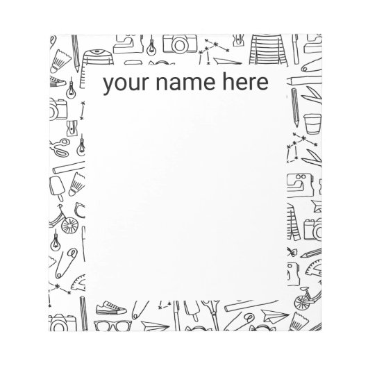 Personalisierte Doodle-Zeichnungen Notepad Notizblock (Vorderseite)