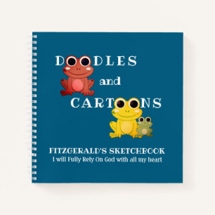 Personalisierte DOODLES AND CARTOON Frösche Sketch Notizblock