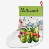 Personalisierte doppelseitige Gurke Großer Weihnachtsstrumpf (Rückseite)