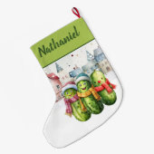 Personalisierte doppelseitige Gurke Großer Weihnachtsstrumpf (Rückseite (Hängend))