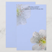 Personalisierte doppelweiße Blume Blüte, hellblau Briefpapier (Vorne/Hinten)