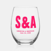 Personalisierte Double Shadow Monogram-Gastgeschen Weinglas Ohne Stiel (Vorderseite)