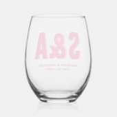 Personalisierte Double Shadow Monogram-Gastgeschen Weinglas Ohne Stiel (Rückseite)