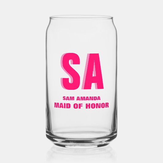 Personalisierte Double Shadow Monogram-Trauzeugin Dosenglas (Vorderseite)
