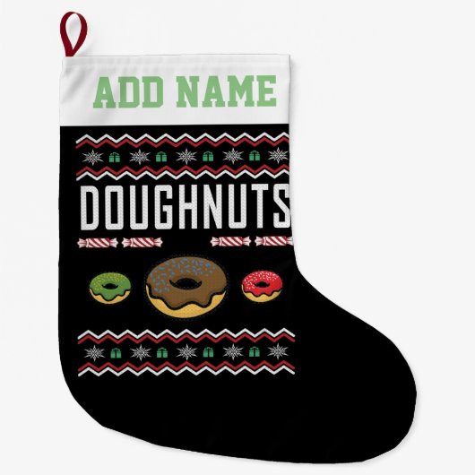 Personalisierte Doughnut Ugly Christmas Sweater Großer Weihnachtsstrumpf (Vorderseite)