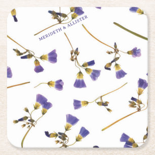 Personalisierte Dous Blue Square Hochzeit Rechteckiger Pappuntersetzer