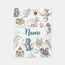 Personalisierte Drachen-Babydecke mit Namen Fleecedecke
