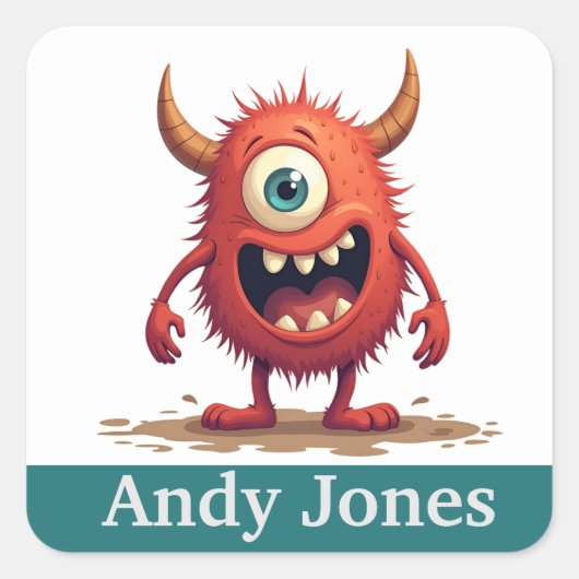 Personalisierte Drachenaufkleber bunt Quadratischer Aufkleber (Vorderseite)