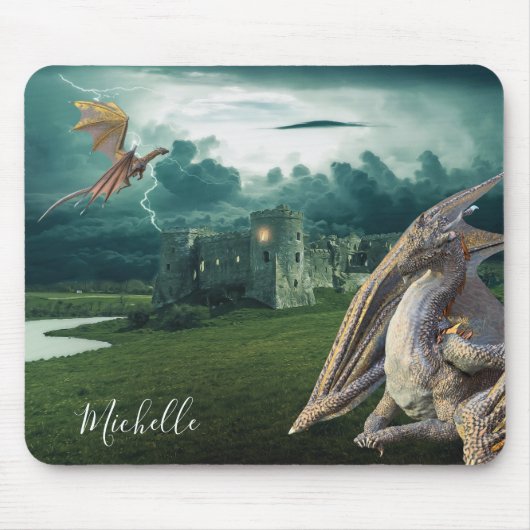 Personalisierte Drachenburg‑Fantasie Mousepad (Vorne)