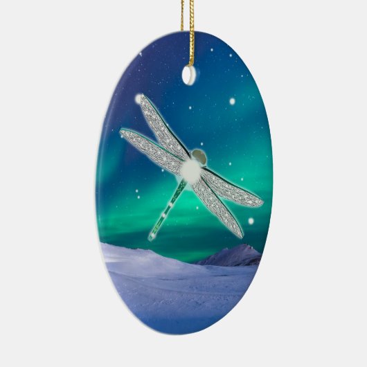 Personalisierte Dragonfly Starry Lights Weihnachte Keramik Ornament (Rechts)
