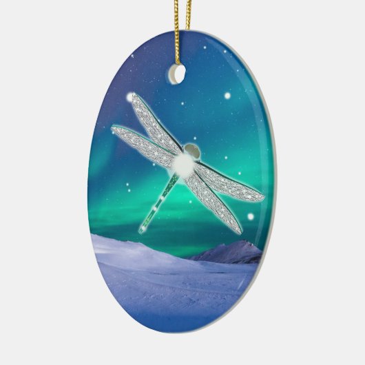 Personalisierte Dragonfly Starry Lights Weihnachte Keramik Ornament (Links)