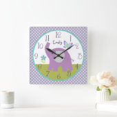 Personalisierte Dreamland Elephant Kinderzimmer Uh Quadratische Wanduhr (Zuhause)