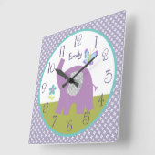 Personalisierte Dreamland Elephant Kinderzimmer Uh Quadratische Wanduhr (Winkel)