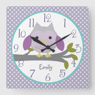 Personalisierte Dreamland Owl Kinderzimmer Uhr