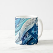 Personalisierte Dreamy Blue und Frosty Winter Wirb Kaffeetasse (VorderseiteRechts)