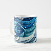 Personalisierte Dreamy Blue und Frosty Winter Wirb Kaffeetasse (Vorderseite Links)