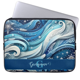 Personalisierte Dreamy Blue und Frosty Winter Wirb Laptopschutzhülle