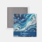 Personalisierte Dreamy Blue und Frosty Winter Wirb Magnet (Vorderseite/Rückseite)