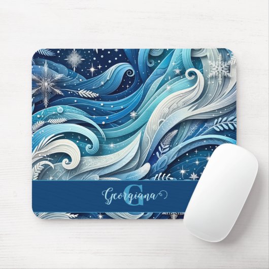 Personalisierte Dreamy Blue und Frosty Winter Wirb Mousepad (Mit Mouse)