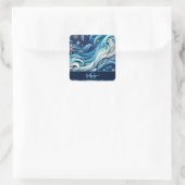 Personalisierte Dreamy Blue und Frosty Winter Wirb Quadratischer Aufkleber (Tasche)