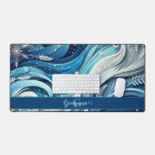 Personalisierte Dreamy Blue und Frosty Winter Wirb Schreibtischunterlage (Tastatur & Maus)