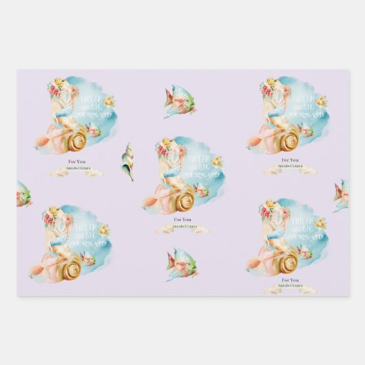 Personalisierte Dreamy Mermaid & Mermaid Waage Geschenkpapier Set (Vorderseite 3)
