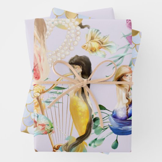 Personalisierte Dreamy Mermaid & Mermaid Waage Geschenkpapier Set (Beispiel)